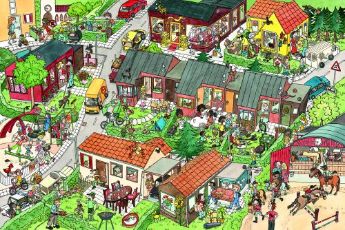 Kan du finde Fuglekiggeren i Mylderby? (Illustration fra bogen).